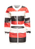 Multi color striped zipper closure jacket & mini skirt set