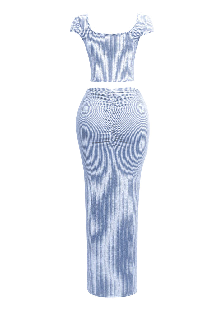 Ribbed capsleeve and maxi skirt set