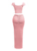 Ribbed capsleeve and maxi skirt set