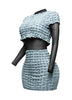 Mesh Contrast Popcorn Fabric Mini Dress