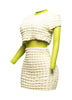 Mesh Contrast Popcorn Fabric Mini Dress