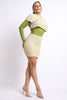 Mesh Contrast Popcorn Fabric Mini Dress