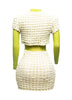 Mesh Contrast Popcorn Fabric Mini Dress