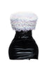 Layered ruffle PU contrast tube dress