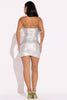 Layered ruffle PU contrast tube dress
