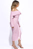 Ruffled fabric off shoulder midi dress with flared sleeve