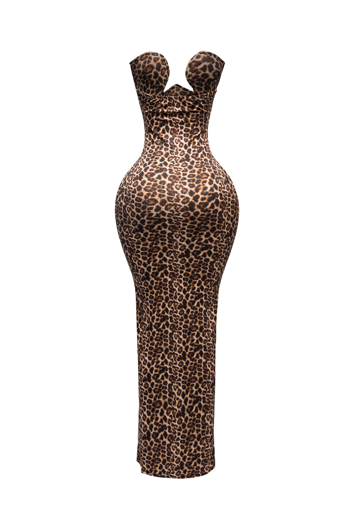 Strapless leopard maxi dress