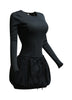 Ribbed long sleeve open back bubble skirt mini dress