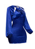 Right side view of the Speed Racing Ruched Bodycon Dress in Royal Blue