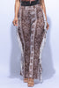 Boho printed flared pant with fringe detail