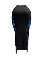 Sequins Fringe Maxi Skirt