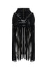 Faux leather fringed skirt