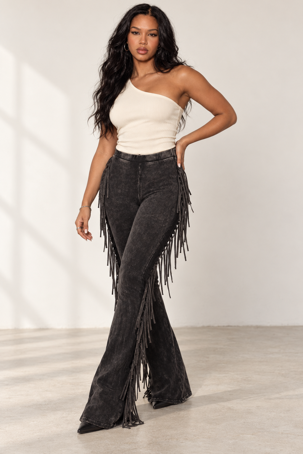 The Bogomore Fringe Pant – Charcoal view 4
