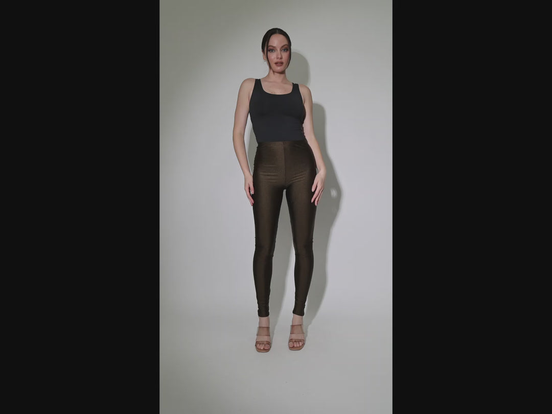 Highwaisted shiny nylon leggings