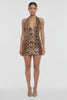 Halter leopard printed sequin mini dress