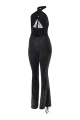 Festival-ready black fringe jumpsuit