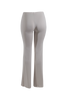 Back view of beige elastic waist flare pants showcasing natural shape and smooth finish