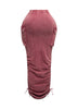 Mineral washed drawstring skirt