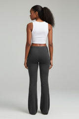 Back view of black pants showing streamlined fit and comfortable drape